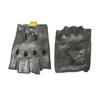 Unisex Genuine Leather Fingerless Driving Perforated Classic Race Car Motorcycle Cycle Gym Style Unlined Gloves (Black, M)