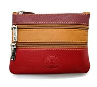 Unisex Genuine Leather Purse Coin Pouch Key Loop Credit Card Holder (Ember)