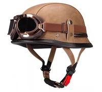 Unisex German Style Motorcycle Helmets Jet helmet for men DOT Approved Retro Skull Cap Half Helmets, Moped Helmet with Goggles Baseball Cap Helmets for Cruiser Scooter Chopper 2,M=57-58cm