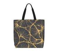 Unisex Golden Leaf Reusable Foldable Casual Stylish Grocery Shopping Shoulder Bags Tote Bag For Beach Travel Work School