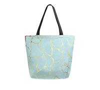 Unisex Golden Marble Lines Print Reusable Foldable Casual Stylish Grocery Shopping Shoulder Bags Tote Bag For Beach Travel Work School