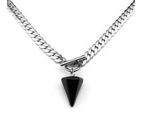 unisex Goth Obsidian Reiki Healing Pendulum for Divination Necklace Women Chain Cone Pendant Necklaces Jewelry