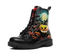 Unisex Goth Platform Ankle Boots - Chunky Block Heels, Round Toe, Punk Motorcycle Combat Booties, Comfy Short Gothic Boots