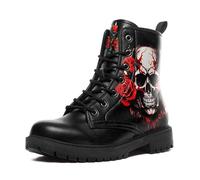 Unisex Goth Platform Ankle Boots - Chunky Block Heels, Round Toe, Punk Motorcycle Combat Booties, Comfy Short Gothic Boots