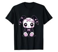 Unisex Gothic Bunny T-Shirt - Creepy Cute Short Sleeve T-Shirt | Pastel Goth Emo Fans Graphic T-Shirt, style_o01 black, XXL