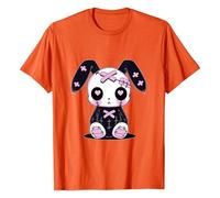 Unisex Gothic Bunny T-Shirt - Creepy Cute Short Sleeve T-Shirt | Pastel Goth Emo Fans Graphic T-Shirt, style_o03 orange, XL