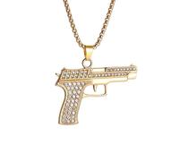 unisex gothic necklace Hip Hop Bling Iced Out Desert Eagle Pistol Necklace Submachine Gun Pendant for Men Rock Punk Cool Street Party Jewelry congratulations gifts