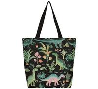 Unisex Green Plant Dinosaur Reusable Foldable Casual Stylish Grocery Shopping Shoulder Bags Tote Bag For Beach Travel Work School