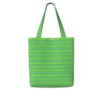 Unisex Green Striped Reusable Foldable Casual Stylish Grocery Shopping Shoulder Bags Tote Bag For Beach Travel Work School