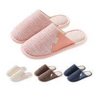 Unisex Guest Slippers, Cotton Slippers for Men and Women, Breathable Slippers, Summer, Washable House Sleepers, Memory Foam Insole, Non-Slip Rubber Soles, navy, 9 UK