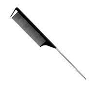 Unisex Hair Comb - a Professional Anti-Static Salon Hair Comb Metal Pin Rat Tail Comb Heat Resistant Barber and Salon Rat Tail Comb with Non-skid Parting Black Fine Tooth with Stainless Steel Handle