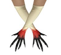 Unisex Halloween Animal Cosplay Costume Cat Paw Claw Wolf Gloves with Long Pointed Fingernails Elbow Length Funny Ghost Witch Gloves Hand Mittens for Halloween Cosplay Party Fancy Dress (Bloody)