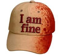 Unisex Halloween Hat Funny Bloodstained I'm Fine It's Not My Blood Baseball Cap Bloody Halloween Cap (UK, Alpha, One Size, 06-Red)