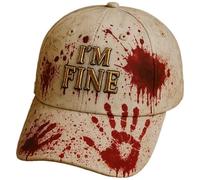 Unisex Halloween Hat Funny Bloodstained I'm Fine It's Not My Blood Baseball Cap Bloody Halloween Cap (UK, Alpha, One Size, 05-Red)