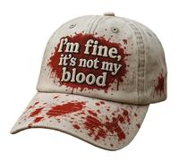 Unisex Halloween Hat Funny Bloodstained I'm Fine It's Not My Blood Baseball Cap Bloody Halloween Cap (UK, Alpha, One Size, 07-Red)