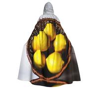 Unisex Halloween Hooded Cloak - One Basket Lemons Full Print Adult Costume Cape for Cosplay, Party, and Themed Events