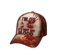 Unisex Halloween Print Hat Bloody Horror I'm Ok, It's Not My Blood Art Print Hat (Red, One size)