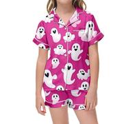Unisex Halloween Pyjamas Sets Dinosaur Pumpkin Bat Long Sleeve Crewneck Jack Skellington Design Family Pyjama Set Toddlers Loungewear For Matching Hot Pink