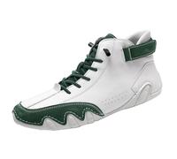 Unisex Handmade Soft Leather High Boots, Outdoor All-Terrain Minimalist Casual Shoes Breathable Non-Slip Walking Shoe Lightweight Comfortable Hiking Driving Boot Waterproof Leisure Sneakers
