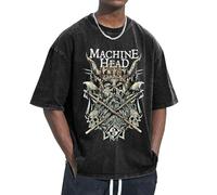 Unisex Head Metal Band Machine T Shirts Vintage wash Tee Shirt Short Sleeve Crew Neck Oversized Cotton Streetwear Cute Graphic Summer Casual Loose Basic Tee Top