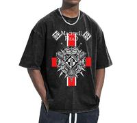 Unisex Head Metal Band Machine T Shirts Vintage wash Tee Shirt Short Sleeve Crew Neck Oversized Cotton Streetwear Cute Graphic Summer Casual Loose Basic Tee Top
