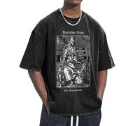 Unisex Head Metal Band Machine T Shirts Vintage wash Tee Shirt Short Sleeve Crew Neck Oversized Cotton Streetwear Cute Graphic Summer Casual Loose Basic Tee Top