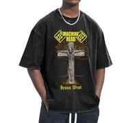 Unisex Head Metal Band Machine T Shirts Vintage wash Tee Shirt Short Sleeve Crew Neck Oversized Cotton Streetwear Cute Graphic Summer Casual Loose Basic Tee Top