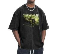 Unisex Head Metal Band Machine T Shirts Vintage wash Tee Shirt Short Sleeve Crew Neck Oversized Cotton Streetwear Cute Graphic Summer Casual Loose Basic Tee Top