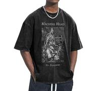 Unisex Head Metal Band Machine T Shirts Vintage wash Tee Shirt Short Sleeve Crew Neck Oversized Cotton Streetwear Cute Graphic Summer Casual Loose Basic Tee Top