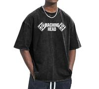 Unisex Head Metal Band Machine T Shirts Vintage wash Tee Shirt Short Sleeve Crew Neck Oversized Cotton Streetwear Cute Graphic Summer Casual Loose Basic Tee Top