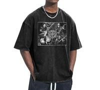 Unisex Head Metal Band Machine T Shirts Vintage wash Tee Shirt Short Sleeve Crew Neck Oversized Cotton Streetwear Cute Graphic Summer Casual Loose Basic Tee Top