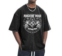 Unisex Head Metal Band Machine T Shirts Vintage wash Tee Shirt Short Sleeve Crew Neck Oversized Cotton Streetwear Cute Graphic Summer Casual Loose Basic Tee Top