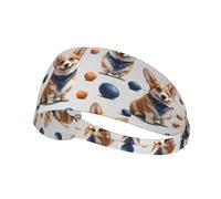 Unisex Headbands for Women's Men's Cute Welsh Corgi Dog Stretchy Head Band Hair Accessories for Workout Gym Yoga Hair Band