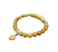 Unisex Healing Stone Bracelets Natural Gemstone Charm Stretch Bracelet Crystal Energy Heart Charm Tiger Eye 8MM Beads