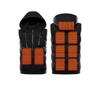 Unisex Heated Gilet with 9 Heating Zones,Winter Hooded Heated Vest for Men Women,USB Charging Heating Body Warmer Electric Heated Jacket with 3 Temperature Levels Windproof Warm Coat for Outdoor
