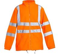 Unisex Hi Vis Fleece Jacket - High Visibility Safety Workwear Coat with Reflective Tapes, Water Resistant Anti-Pill Top Builder Jacket for Men & Women, Zipper Closure, (Orange-XL)