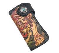 Unisex High-end Genuine Cow Leather Hand Carved Long Wallet Male Card Holders Engraved Designer Men's Dragon Clutch Purse