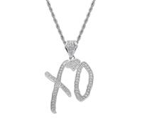 Unisex High Hip Hop XO Letter Pendant Necklace For Women Men, New 2026 Rock Rapper Fashion Cubic Zirconia Accessories Creative Jewelry Gift, Adjustable, Alloy Steel, No Gemstone