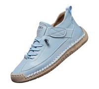 Unisex High Top Comfortable Orthopedic Sneakers Size 10 Comfort Slip on Faux Leather Ankle Boots Elastic Band Casual Lightweight Non-Slip Walking Loafers Sky Blue Trendy Footwear