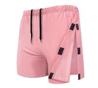 Unisex Hip Knee Surgery Recovery Shorts Men Tear Away Short Pant Breakaway Velcro Snap Shorts Adaptive Clothing Women, Pink, Large