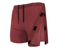 Unisex Hip Knee Surgery Recovery Shorts Men Tear Away Short Pant Breakaway Velcro Snap Shorts Adaptive Clothing Women, Red, Small