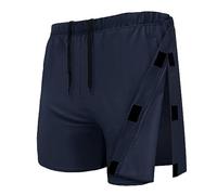 Unisex Hip Knee Surgery Recovery Shorts Men Tear Away Short Pant Breakaway Velcro Snap Shorts Adaptive Clothing Women, Navy, Medium