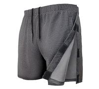 Unisex Hip Knee Surgery Recovery Shorts Men Tear Away Short Pant Breakaway Velcro Snap Shorts Adaptive Clothing Women, Gray, X-Large