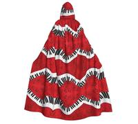 Unisex Hooded Piano Music Notes Cloak Halloween Christmas Costume Party Cosplay