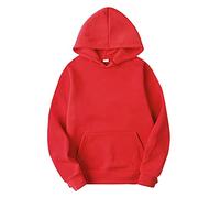 Unisex Hoodie, Autumn And Winter Leisure Sweatshirt Stretchy Loose Fit Outerwear Solid Color Hooded Loungewear Lightweight Comfy Sportwear Unisex Breathable Clothing Tops Red