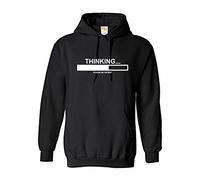Unisex Hoodie Thinking Please Be Patient Funny Slogan Hooded Sweatshrit (Medium, Black)
