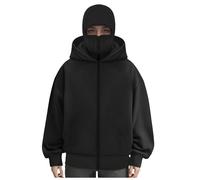 Unisex Hoodies Balaclava Double Hooded Zip Jacket Wind resistant Full Zip Athletic Workout Sweatshirt With Built In Double Jacket Hoodie With Mask Wind Resistant Winter Fall Winter Outfits Men Women