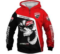 Unisex Hoodies Full Zip Sweatshirts 3D for DUCATI Print Hooded Tops Casual Long Sleeve Motorcycle Hoodie Sports Jumpers with Pockets-B||L