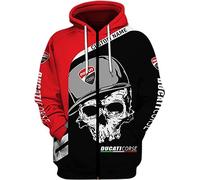 Unisex Hoodies Full Zip Sweatshirts 3D for DUCATI Print Hooded Tops Casual Long Sleeve Motorcycle Hoodie Sports Jumpers with Pockets-E||L
