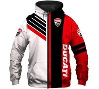 Unisex Hoodies Full Zip Sweatshirts 3D for DUCATI Print Hooded Tops Casual Long Sleeve Motorcycle Hoodie Sports Jumpers with Pockets-G||L